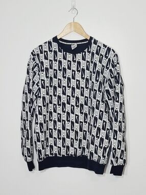 NIKE Black White Nike ✔️ Print Long Sleeves Sweatshirt Casual Unisex Size XL